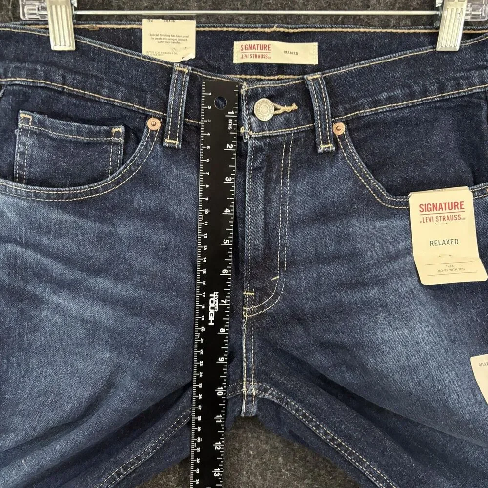 Signature Levi Strauss Jeans Men's 29x30 Blue Relaxed Straight Dark Wash Denim